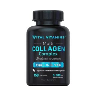 Vital Vitamins Multi Collagen Complex - Type I, II, III, V, X, Grass Fed, Non-GMO, 150 Capsules