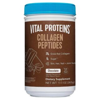 Vital Proteins Chocolate Collagen Powder Supplement (Type I, III) for Skin Hair Nail Joint - Hydrolyzed Collagen - Dairy and Gluten Free - 27g per Serving - Chocolate Flavor, 13.5 oz Canister