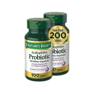 Acidophilus Probiotic by Nature's Bounty, Dietary Supplement, For Digestive Health, Twin Pack, 200 Tablets