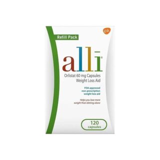 alli Weight Loss Diet Pills, Orlistat 60 mg Capsules, Non Prescription Weight Loss Aid, 120 Count Refill Pack