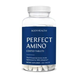 BodyHealth PerfectAmino (600 Ct) Easy to Swallow Tablets, Essential Amino Acids Supplement with BCAAs, Vegan Protein for Pre/Post Workout & Muscle Recovery with Lysine, Tryptophan, Leucine, Methionine