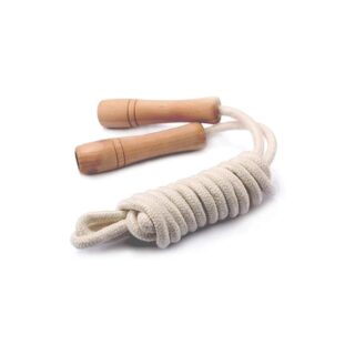 Jump Rope for Kids - Wooden Handle - Adjustable Cotton Braided Fitness Skipping Rope