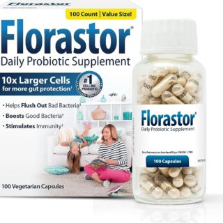 Florastor Daily Probiotic Supplement for Women and Men, Proven to Support Digestive Health, Saccharomyces Boulardii CNCM I-745 (100 Capsules)
