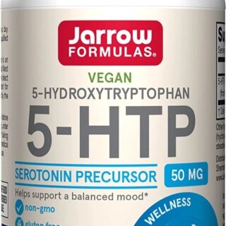 Jarrow Formulas 5-HTP - 60 Veggie Capsules - Supports Melatonin Production & Serotonin Synthesis - Dietary Supplement May Support Mental Health & Sleep - 60 Servings
