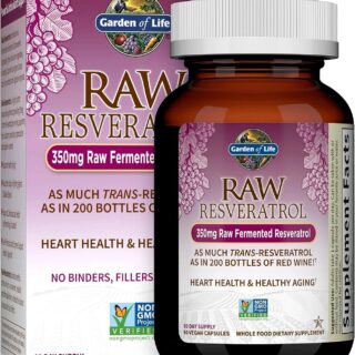Garden of Life Heart Resveratrol Supplement - Powerful Antioxidant Support with 350mg Raw Fermented Trans-Resveratrol Plus Probiotics and Enzymes for Heart Health and Healthy Aging, 60 Vegan Capsules