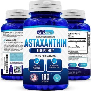 We Like Vitamins Astaxanthin 10mg Softgel - 180 Soft gels - Astaxanthin Supplement 6 Month Supply Antioxidant Helps Support Exercise Recovery, Eye, Joint, Skin Health