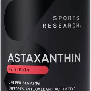 Sports Research Astaxanthin Supplement from Algae - Softgels for Antioxidant Activity, Skin & Eye Health Support - Made with Coconut Oil, Non-GMO Verified & Gluten Free - 6mg, 120 Count